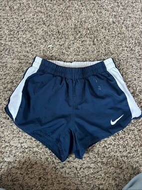 Nike Navy and White Women's Athletic Shorts